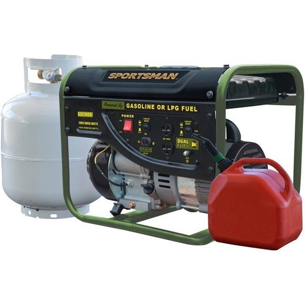 Sportsman Portable Generator, Gasoline/Liquid Propane, 1,400 W Rated, 2,000 W Surge, Recoil Start GEN2000DF